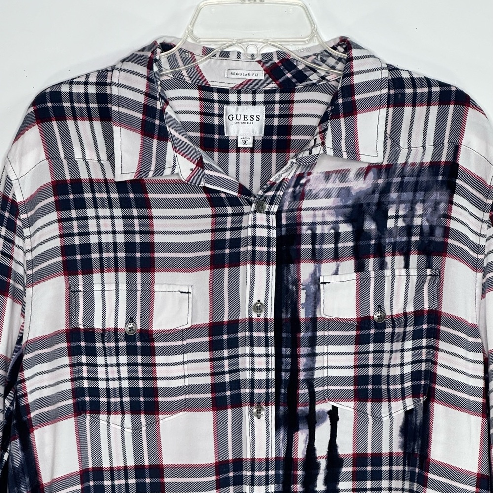 Guess Men’s Aquarelle Corrosion Tie Dye Shirt Regular Fit Sz XL - Picture 3 of 8